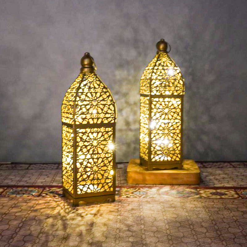 Led Iron Style Barn Lantern Hollow Four-corner Lamp