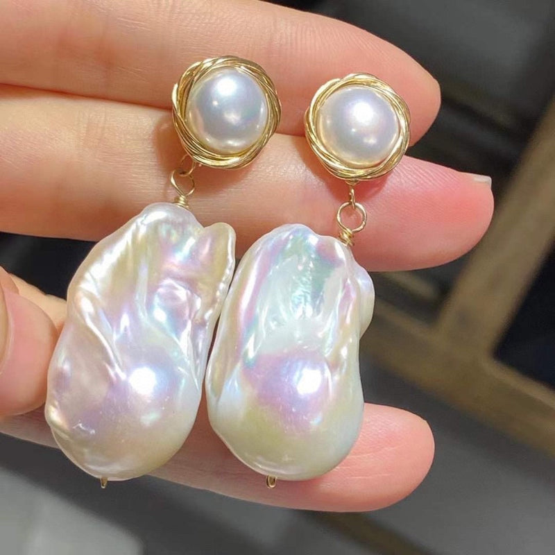 Cloud Light Baroque Pearl Earrings