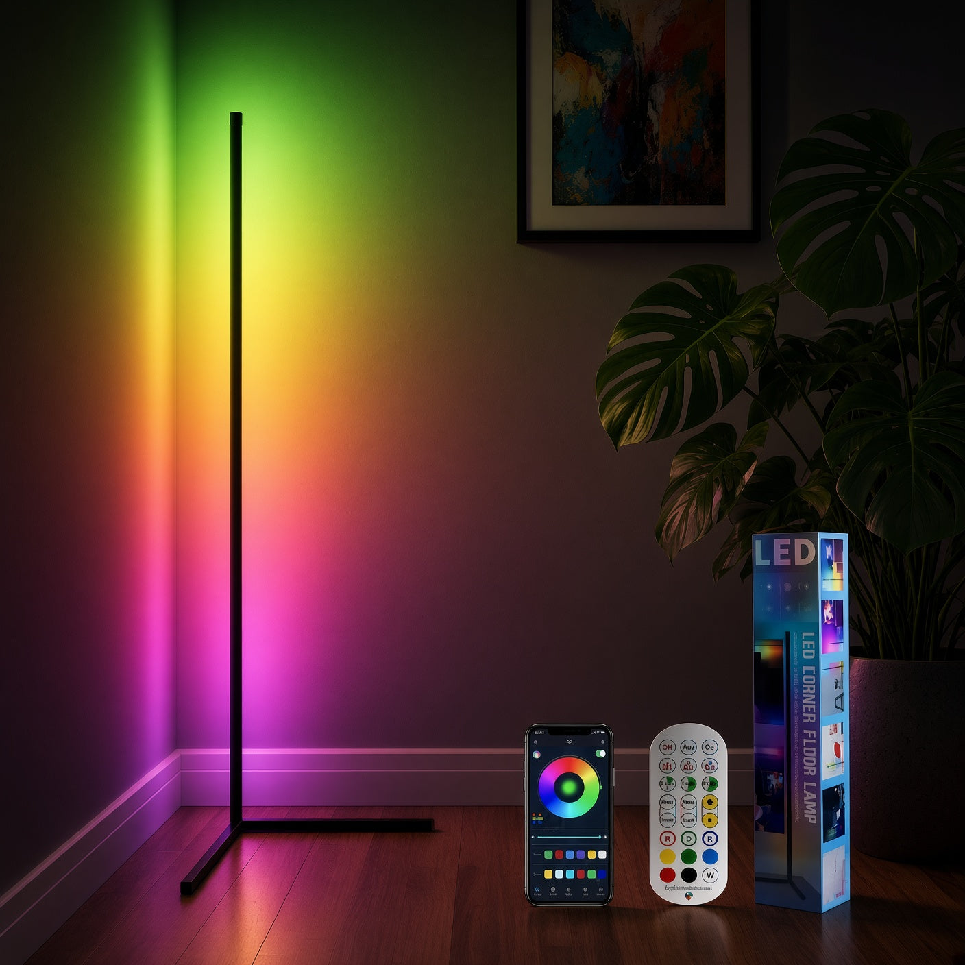 Floor Ambience Light RGBIC Corner Lamp Three-section Splicing